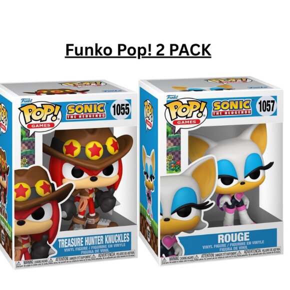 NEW - Funko Pop! 2 PACK: Sonic Knuckles #1055 & Rouge #1057 - Picture 1 of 1